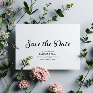 Invitation Design moderne Script Mariage blanc Enregistrer la