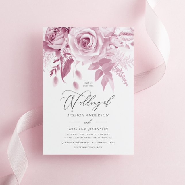 Invitation Design moderne tendance Dusty Rose Mariage (Créateur téléchargé)
