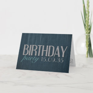Invitation Design noir turquoise denim Guy fête d'anniversair
