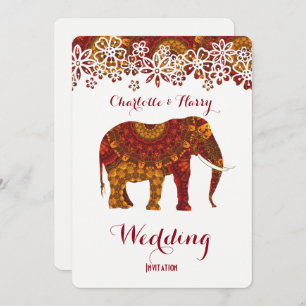 Invitation Design orné d'éléphants indiens décoré