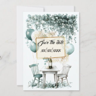 Invitation Design save the date vert sauge à personnaliser