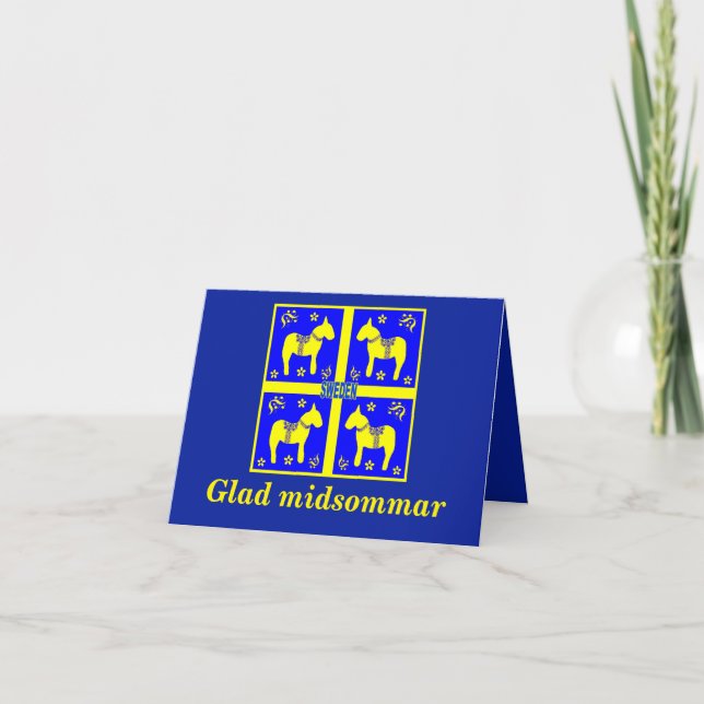 Invitation design scandinave, Personnalisé Glad midsommar (Devant)