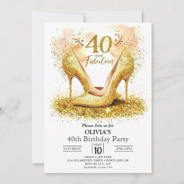 Invitation Design Whimsical Digital Gold 40e anniversaire (Devant)