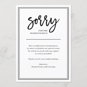 Invitation Désolé pour la Gêne   Annulation ou Report