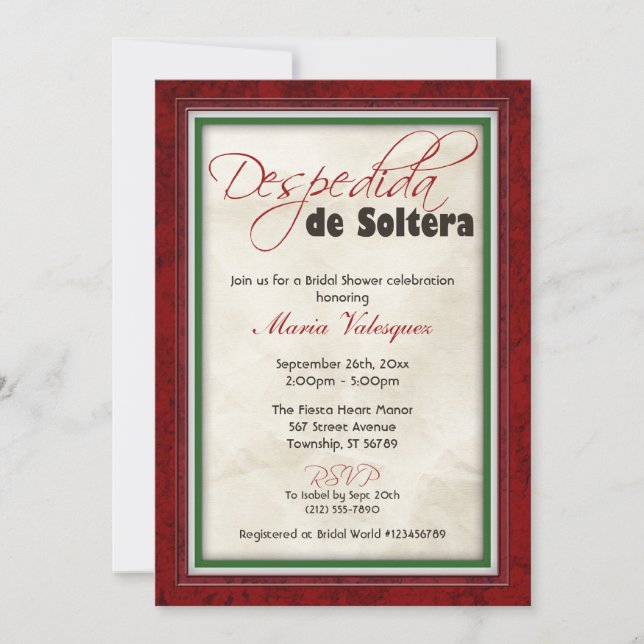 Invitation Despedida de Soltera Fête des mariées mexicaine à  (Devant)