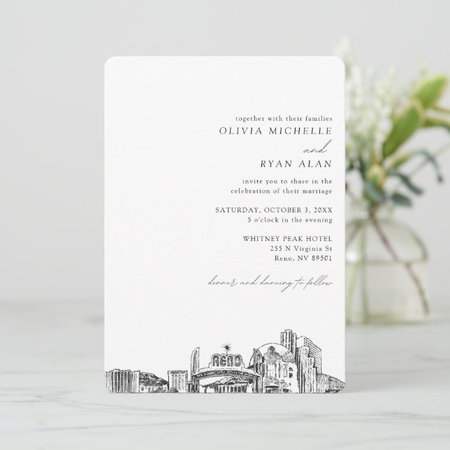 Invitation d'esquisse personnalisée Reno Mariage S (Debout devant)