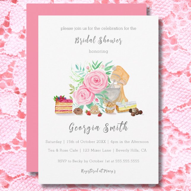Invitation Desserts Avec Mélangeur Et Fête des mariées Rose (Créateur téléchargé)