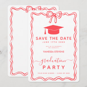 Invitation Dessin à la main Doodles Graduation Enregistrer la