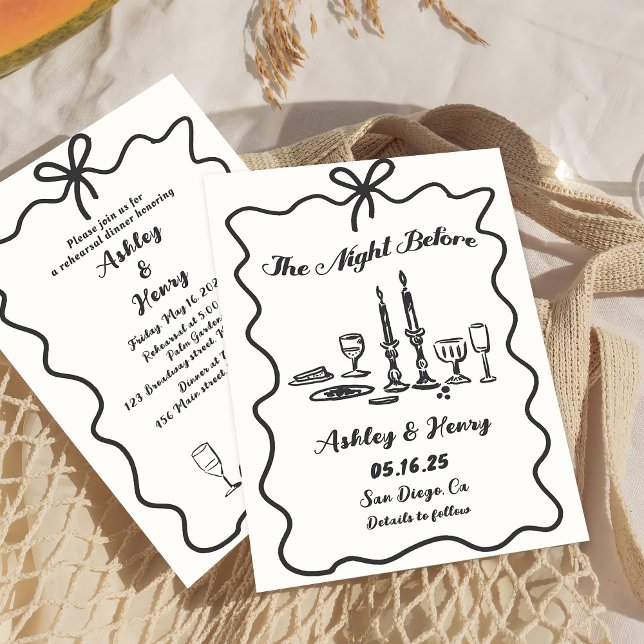 Invitation Dessin à la main la veille du dîner de répétition  (Créateur téléchargé)