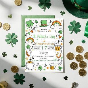Invitation Dessin à main levée doodle Saint-Patrick fantaisis
