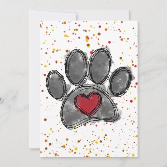 Invitation Dessin Amoureux des chiens Aquarelle Peinture (Devant)