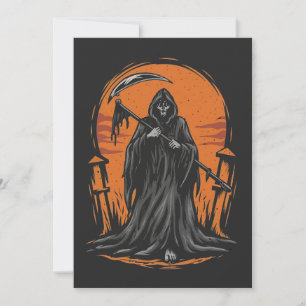 Invitation Dessin animé de la Faucheuse dans un cimetière au