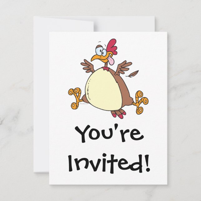 Invitation dessin animé de poule folle (Devant)