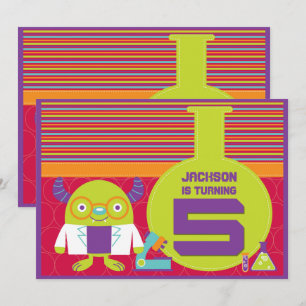 Invitation Dessin coloré Mad Scientist 5e fête d'anniversaire