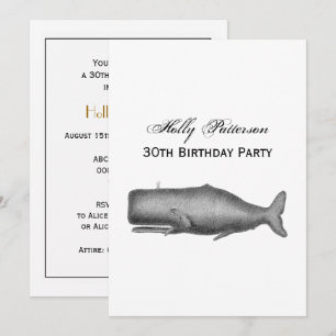 Invitation Dessin de baleine d'époque du 19ème siècle