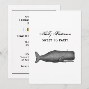 Invitation Dessin de baleine du XIXe siècle de style vintage 