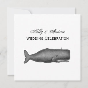 Invitation Dessin de baleine du XIXe siècle de style vintage 