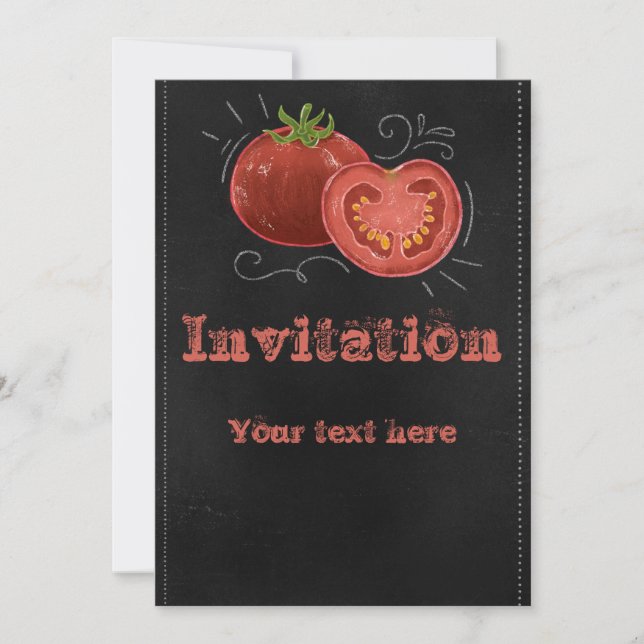 Invitation Dessin de calcaire de tomate sur carton noir (Devant)