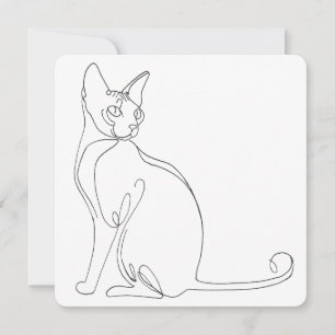 Invitation Dessin de chat Sphynx minimaliste à main levée