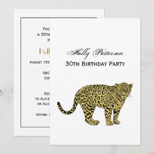 Invitation Dessin de chat tacheté vintage léopard guépard