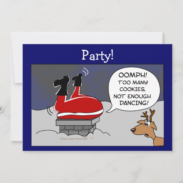 Invitation Dessin de Fat Stuck Père Noël Funny Christmas Danc (Devant)