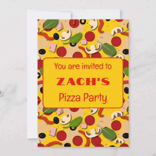 Invitation Dessin de la fête de la pizza (Devant)
