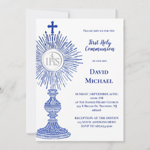 Invitation dessin de la monstrance bleue   Première Sainte Co