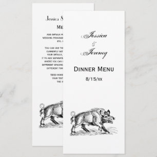 Invitation Dessin de sanglier vintage en noir et blanc #2