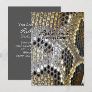 Invitation dessin de serpent motif gris-noir beige