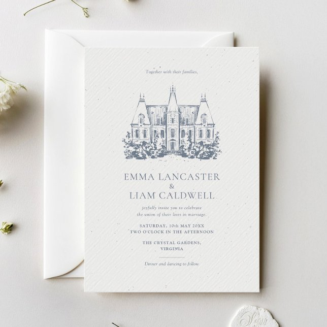 Invitation Dessin du Château Mariage minimaliste (Créateur téléchargé)