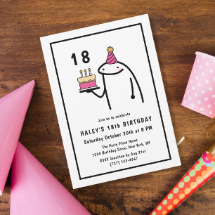 Invitation Dessin humoristique simple en noir et blanc pour 1