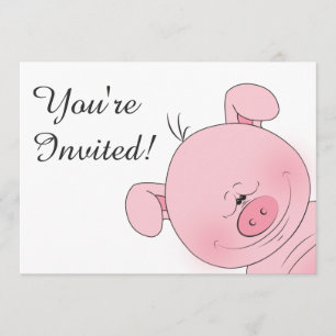 Invitation Dessin joyeux de cochon rose