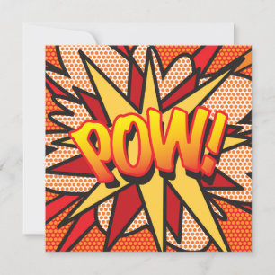 Invitation Dessin moderne coloré livre comique POW