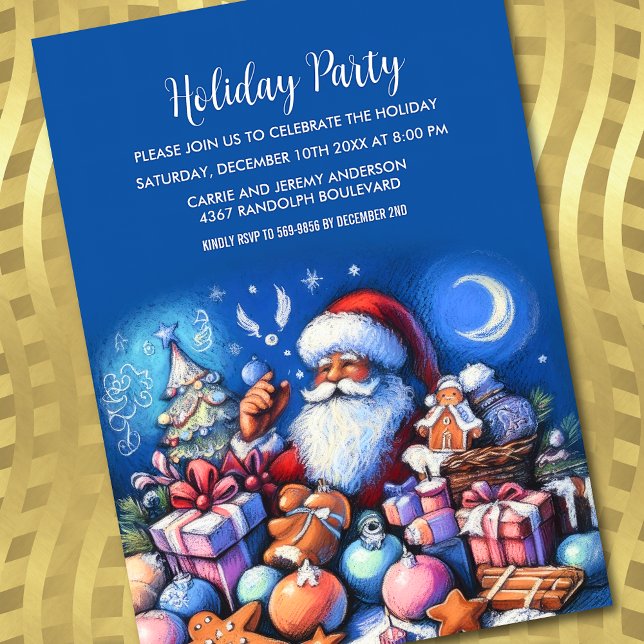 Invitation Dessin Pastel de Fêtes Père Noël (Créateur téléchargé)