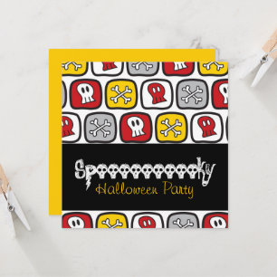 Invitation Dessin Skulls & Bones Fun Kid's Halloween Party