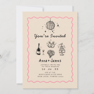 Invitation dessiné à la main whimsical tendance mariage funky