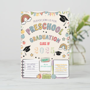 Invitation Dessins mignons Diplôme préscolaire teintes pastel