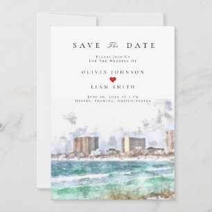 Invitation Destin Florida Watercolor Enregistrer la date Mari
