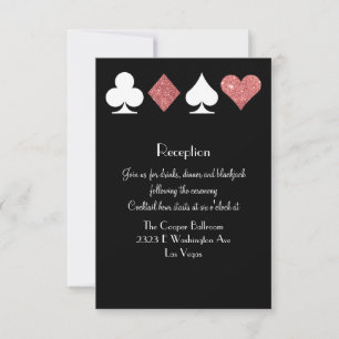 Invitation Destin Las Vegas Réception Rose Gold Pailleté