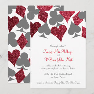 Invitation Destinas Vegas Red and Grey Faux Parties scintilla