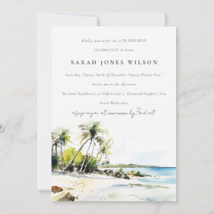 Invitation Destination Anniversaire Aquarelle Côtière Tropica