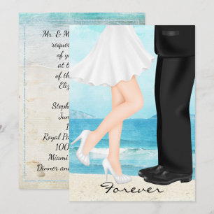 Invitation Destination Beach Mariage avec Mariée et Salle