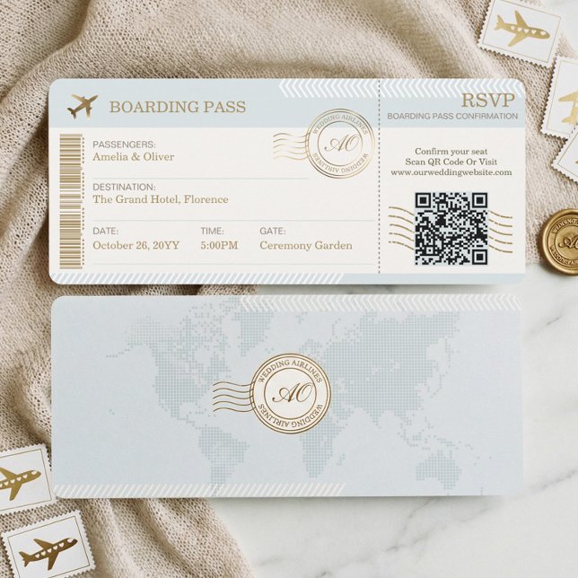 Invitation Destination Boarding Pass Plane Ticket Wedding (Destination Boarding Pass Ticket Photo Wedding Invitation)