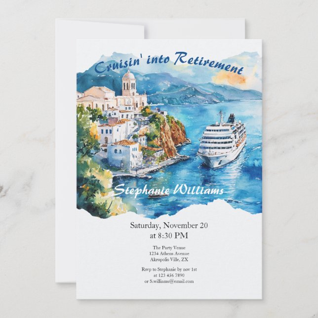 Invitation Destination Croisière de la partie de retraite Grè (Devant)