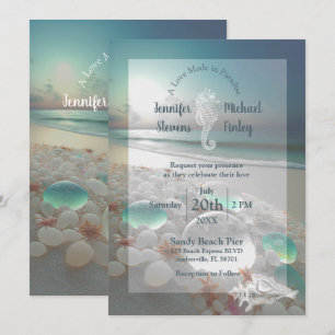 Invitation Destination de mariage élégante Verre de mer