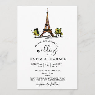 Invitation Destination de mariage moderne Paris Tour Eiffel