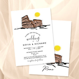 Invitation Destination de mariage moderne Rome Italie Colisée