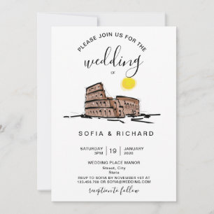 Invitation Destination de mariage moderne Rome Italie Colisée