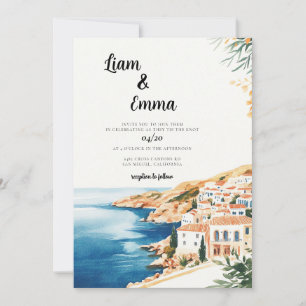 Invitation Destination du Mariage d'aquarelle de Crète