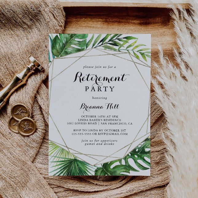 Invitation Destination géométrique Partie de retraite tropica (Créateur téléchargé)
